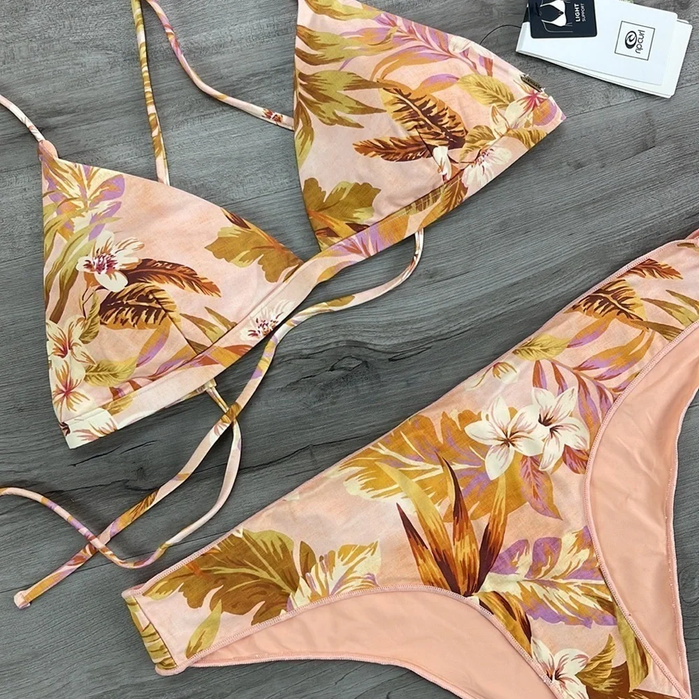 ☀️RIP CURL☀️ SUNDAY SWELL TRI SUNDAY SWELL HIPSTER CHEEKY BIKINI SET